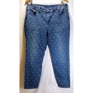 Talbots Flawless Slim Ankle Jeans Womens 12P Blue Denim Anchors Sailor